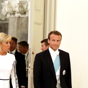 Le président de la République française Emmanuel Macron et sa femme la Première Dame Brigitte Macron (Trogneux) - Arrivées au dîner d'Etat donné au château de Christiansborg en l'honneur de la visite du président de la République française et sa femme la Première Dame à Copenhague, Danemark, le 29 août 2018. © Dominique Jacovides/Bestimage