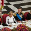 La reine Margrethe II de Danemark, la Première Dame Brigitte Macron (Trogneux), le prince Frederik de Danemark, Françoise Nyssen - Dîner d'Etat donné au château de Christiansborg en l'honneur de la visite du président de la République française et sa femme la Première Dame à Copenhague, Danemark, le 28 août 2018.