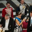 Bruno Le Maire, ministre de l'Economie et des Finances, la princesse Mary de Danemark, le président de la République française Emmanuel Macron et la reine Margrethe II de Danemark - Dîner d'Etat donné au château de Christiansborg en l'honneur de la visite du président de la République française et sa femme la Première Dame à Copenhague, Danemark, le 28 août 2018.