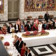La princesse Marie de Danemark, guest, Bruno Le Maire, ministre de l'Economie et des Finances, la princesse Mary de Danemark, le président de la République française Emmanuel Macron, la reine Margrethe II de Danemark, la Première Dame Brigitte Macron (Trogneux), le prince Frederik de Danemark, Françoise Nyssen, ministre de la Culture, le prince Joachim de Danemark et Nathalie Loiseau, ministre des Affaires Européennes - Dîner d'Etat donné au château de Christiansborg en l'honneur de la visite du président de la République française et sa femme la Première Dame à Copenhague, Danemark, le 28 août 2018. © Dominique Jacovides/Bestimage  State dinner at Christiansborg Palace in Copenhagen, Denmark, on August 28, 2018.28/08/2018 - Copenhague