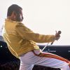 Freddie Mercury et Queen en concert au stade Wembley à Londres, en 1986.