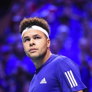 Jo-Wilfried Tsonga - 4ème match de la Finale de la coupe Davis en simple opposant la France à la Belgique remporté par David Goffin (7-6 [5], 6-3, 6-2) au Stade Pierre Mauroy à Lille , le 26 novembre 2017. © Perusseau-Veeren/Bestimage