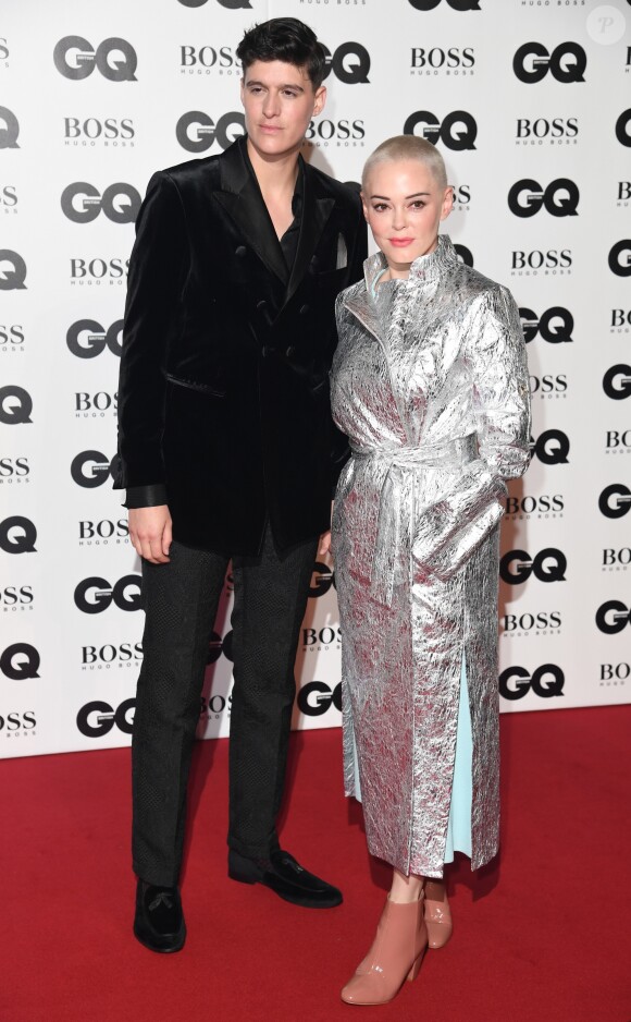 Rose McGowan et Rain Dove arrivent à la soirée "2018 GQ Men of the Year Awards" à la Tate Modern à Londres, le 5 septembre 2018.