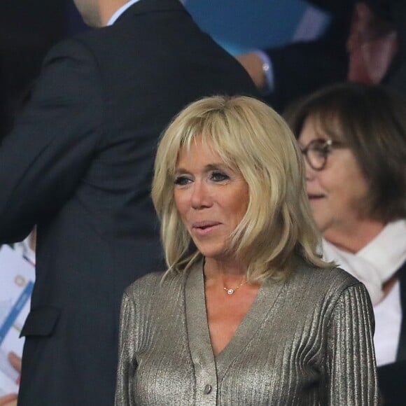 La Première Dame Brigitte Macron (Trogneux) et Roxana Maracineanu, ministère des Sports dans les tribunes lors de la Ligue des nations opposant la France aux Pays-Bas, au Stade de France, à Saint-Denis, Seine Saint-Denis, France, le 9 septembre 2018. La France a gagné 2-1. © Cyril Moreau/Bestimage