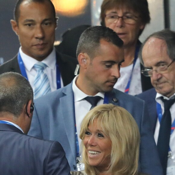 Le président de la République Emmanuel Macron et sa femme la Première Dame Brigitte Macron (Trogneux) dans les tribunes lors de la Ligue des nations opposant la France aux Pays-Bas, au Stade de France, à Saint-Denis, Seine Saint-Denis, France, le 9 septembre 2018. La France a gagné 2-1. © Cyril Moreau/Bestimage