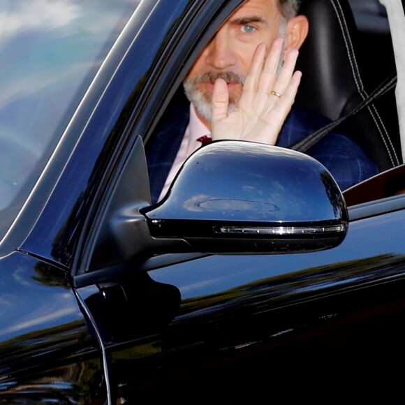 Le roi Felipe VI et la reine Letizia d'Espagne ont accompagné le 11 septembre 2018 leurs filles la princesse Leonor des Asturies et l'infante Sofia pour leur rentrée des classes à l'école Santa Maria de Los Rosales.