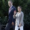 Le roi Felipe VI et la reine Letizia d'Espagne ont accompagné le 11 septembre 2018 leurs filles la princesse Leonor des Asturies et l'infante Sofia pour leur rentrée des classes à l'école Santa Maria de Los Rosales.