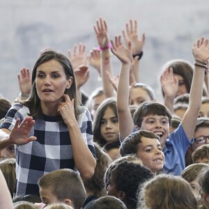 La reine Letizia d'Espagne lors du lancement de l'année scolaire 2018/2019 à Oviedo, le 12 septembre 2018.
