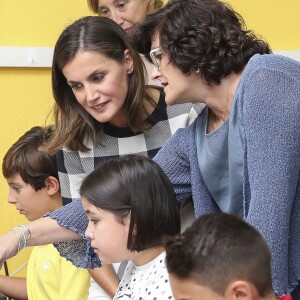 La reine Letizia d'Espagne lors du lancement de l'année scolaire 2018/2019 à Oviedo, le 12 septembre 2018.