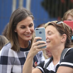 La reine Letizia d'Espagne lors du lancement de l'année scolaire 2018/2019 à Oviedo, le 12 septembre 2018.