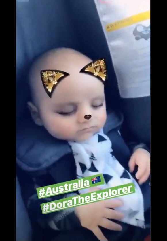 Eva Longoria a partagé cette photo de Santiago dans sa story Instagram, en voyage en Australie, le 13 septembre 2018