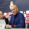 Zinédine Zidane en conférence de presse pour annoncer son départ du Real Madrid. Le 31 mai 2018.