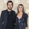 Jennifer Aniston et Justin Theroux au dîner de présentation de la nouvelle collection Vuitton "Masters, Les Grands Maîtres" en collaboration avec Jeff Koons au Louvre à Paris, le 11 avril 2017. © Olivier Borde/Bestimage