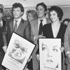 Alain Delon lors de la remise des Prix Romy-Schneider et Jean-Gabin à Juliette Binoche et Tchéky Karyo en février 1986 à Paris.