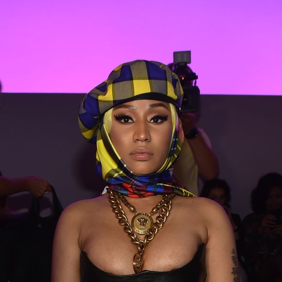 Nicki Minaj au défilé Versace "Collection Prêt-à-Porter Printemps/Eté 2019" lors de la Fashion Week de Milan, Italie, le 21 septembre 2018.