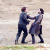 Theon Greyjoy et John Snow lors du tournage de la 7ème saison de ''Game of Thrones'' à Bilbao, le 25 octobre 2016.