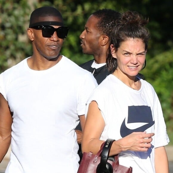 Exclusif - Katie Holmes et son compagnon Jamie Foxx sont allés à leur cours de gym à Atlanta le 17 septembre 2018