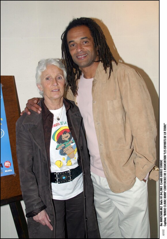 Marie-Claire et Yannick Noah - Conférence de presse "Les enfants de la terre", le 7 avril 2003.