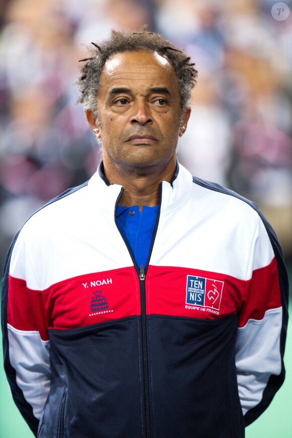Le capitaine de l'équipe de France Yannick Noah lors de la Demi finale simple de la Coupe Davis de tennis France / Espagne, remportée par la France: (7-5, 6-1, 6-0) à Villeneuve-d'Ascq, France, le 14 septembre 2018.