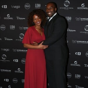 Teddy Riner et sa compagne Luthna Plocus au photocall de la 11ème cérémonie des Globes de Cristal au Lido à Paris le 30 janvier 2017. © CVS / Bestimage