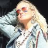 Exclusif - Laeticia Hallyday fait une grande virée sur les Harley-Davidson de Johnny avec Pierre Billon, Philippe Fatien et Fabrice Le Ruyet (mari d'Anne Marcassus) à Los Angeles le 28 septembre 2018.