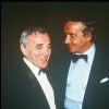 Charles Aznavour et Michel Sardou à l'Opéra de Paris le 24 avril 1989.