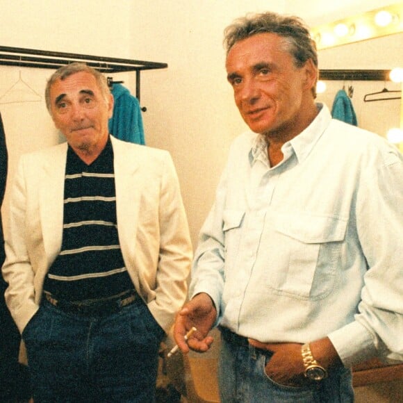 Charles Aznavour et Michel Sardou au Festival de Ramatuelle le 15 juillet 1993