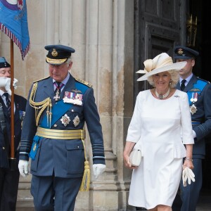 Le prince Charles, Camilla Parker Bowles, duchesse de Cornouailles et Kate Catherine Middleton, duchesse de Cambridge - La famille royale d'Angleterre à la sortie de l'abbaye de Westminster pour le centenaire de la RAF à Londres. Le 10 juillet 2018.