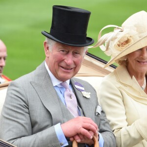 Le prince Charles et Camilla Parker Bowles, la duchesse de Cornouailles - La famille royale d'Angleterre lors du Royal Ascot 2018 à l'hippodrome d'Ascot dans le Berkshire, le 20 juin 2018.