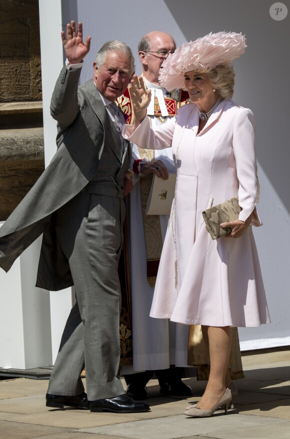 Le prince Charles, prince de Galles, et Camilla Parker Bowles, duchesse de Cornouailles - Les invités arrivent à la chapelle St. George pour le mariage du prince Harry et de Meghan Markle au château de Windsor, le 19 mai 2018.