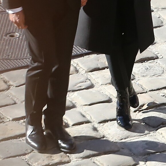 Emmanuel Macron et sa femme Brigitte - Arrivées à l'hommage national à Charles Aznavour à l'Hôtel des Invalides à Paris. Le 5 octobre 2018 © Jacovides-Moreau / Bestimage