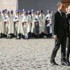 Emmanuel Macron, président de la République, et sa femme la première dame Brigitte Macron - Hommage national à Charles Aznavour à l'Hôtel des Invalides à Paris le 5 octobre 2018. © Hamilton / Pool / Bestimage