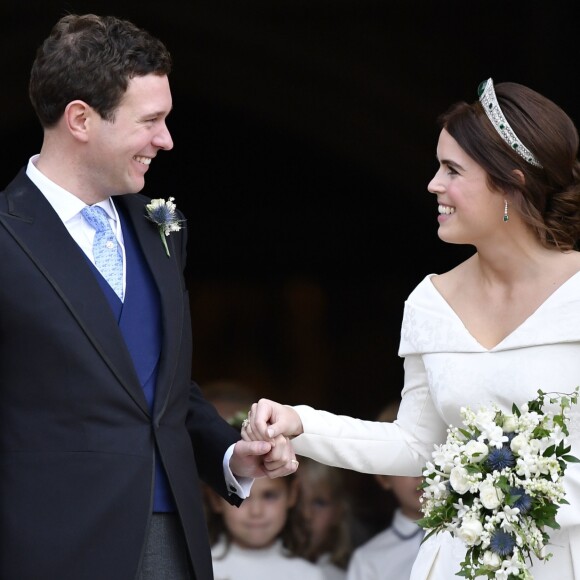 La princesse Eugenie d'York - Cérémonie de mariage de la princesse Eugenie d'York et Jack Brooksbank en la chapelle Saint-George au château de Windsor, Royaume Uni, le 12 octobre 2018.