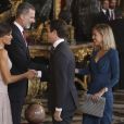 Pablo Casado et sa femme Isabel Torres - Réception au palais de la Zarzuela avec le roi Felipe VI d'Espagne et la reine Letizia le jour de le fête Nationale à Madrid le 12 octobre 2018.