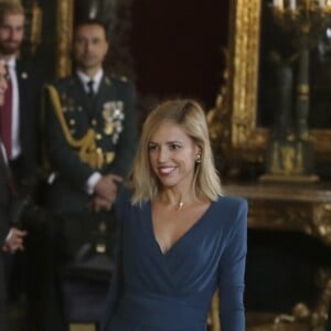 Pablo Casado et sa femme Isabel Torres - Réception au palais de la Zarzuela avec le roi Felipe VI d'Espagne et la reine Letizia le jour de le fête Nationale à Madrid le 12 octobre 2018.