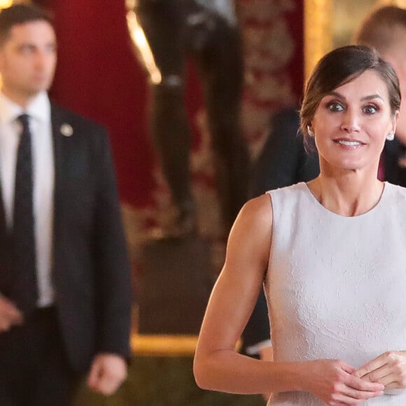 Réception au palais de la Zarzuela avec le roi Felipe VI d'Espagne et la reine Letizia le jour de le fête Nationale à Madrid le 12 octobre 2018.