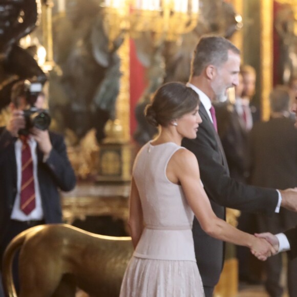 Pablo Casado et sa femme Isabel Torres - Réception au palais de la Zarzuela avec le roi Felipe VI d'Espagne et la reine Letizia le jour de le fête Nationale à Madrid le 12 octobre 2018.