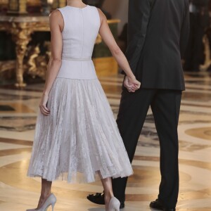 Réception au palais de la Zarzuela avec le roi Felipe VI d'Espagne et la reine Letizia le jour de le fête Nationale à Madrid le 12 octobre 2018.