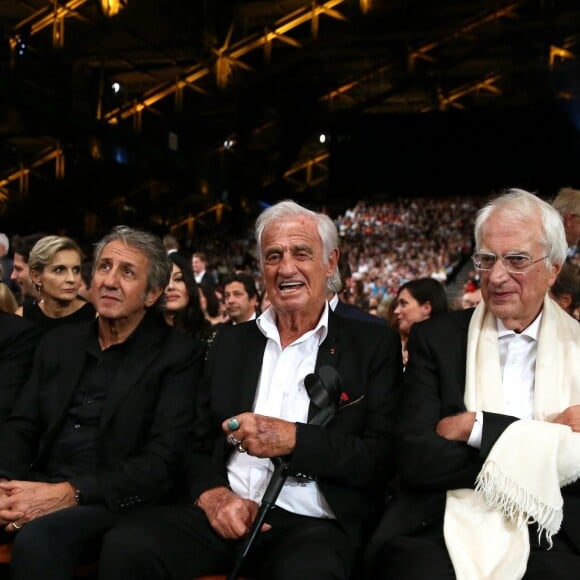 Claude Lelouch, sa compagne Valérie Perrin, Richard Anconina, Jean-Paul Belmondo, Bertrand Tavernier et Françoise Nyssen, ministre de la Culture - Cérémonie d'Ouverture de la 10ème édition du Festival Lumière à Lyon le 13 octobre 2018 © Dominique Jacovides / Bestimage