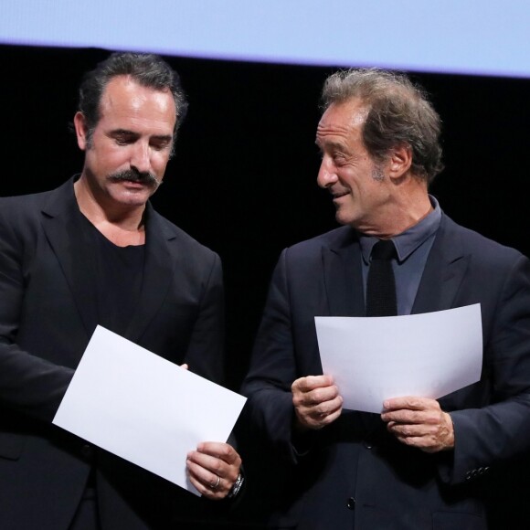 Jean Dujardin, Vincent Lindon et Javier Bardem - Cérémonie d'Ouverture de la 10ème édition du Festival Lumière à Lyon le 13 octobre 2018 © Dominique Jacovides / Bestimage