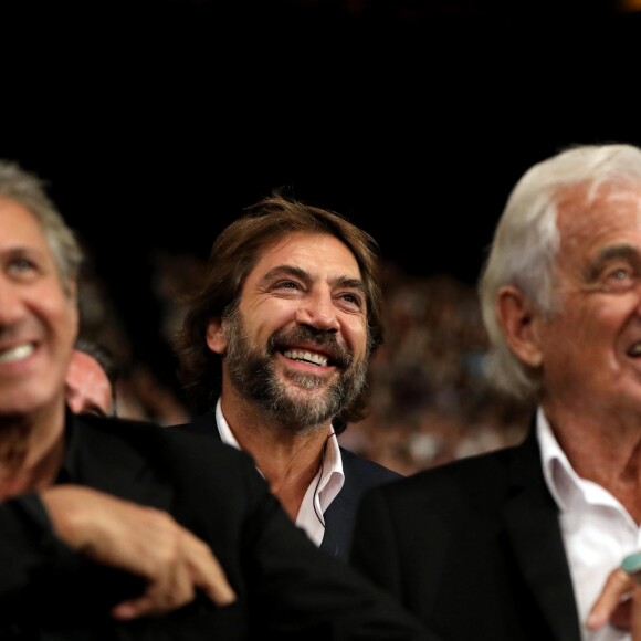 Richard Anconina, Javier Bardem et Jean-Paul Belmondo - Cérémonie d'Ouverture de la 10ème édition du Festival Lumière à Lyon le 13 octobre 2018 © Dominique Jacovides / Bestimage