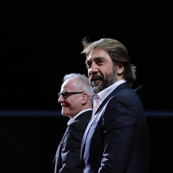 Thiérry Frémaux (directeur de l'Institut Lumière de Lyon) et Javier Bardem - Cérémonie d'Ouverture de la 10ème édition du Festival Lumière à Lyon le 13 octobre 2018 © Dominique Jacovides / Bestimage