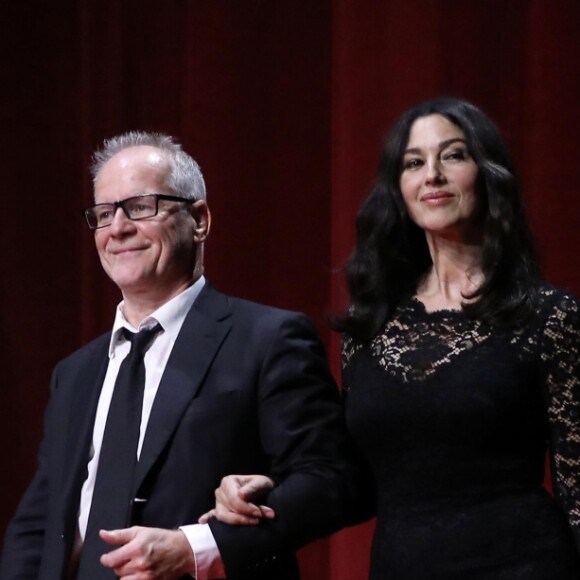 Thiérry Frémaux (directeur de l'Institut Lumière de Lyon) et Monica Bellucci - Cérémonie d'Ouverture de la 10ème édition du Festival Lumière à Lyon le 13 octobre 2018 © Dominique Jacovides / Bestimage