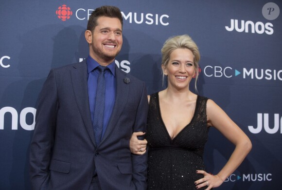 Michael Bublé et Luisana Lopilato sur le tapis rouge des Juno Awards à Vancouver le 25 mars 2018.