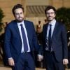 Mounir Mahjoubi, secrétaire d'État auprès du Premier ministre chargé du Numérique et son mari Mickaël Jozefowicz - Le président de la République française et sa femme la Première reçoivent le président de la République de Corée du Sud et sa femme pour un diner d'Etat au palais de l'Elysée à Paris, France, le 15 octobre 2018. © Cyril Moreau/Bestimage