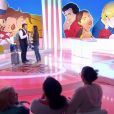 Une candidate devient hystérique dans "Les Z'amours" sur France 2, le 17 octobre 2018. Ici Bruno Guillon et Caroline.