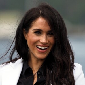 Le prince Harry, duc de Sussex, et Meghan Markle, duchesse de Sussex, enceinte, assistent au "Jaguar Land Rover Driving Challenge" en ouverture des "Invictus Games 2018" sur Cockatoo Island. Sydney, le 20 octobre 2018.