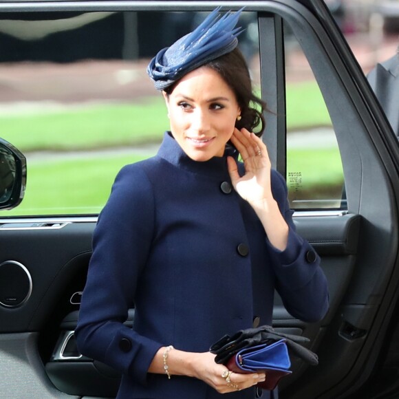 Meghan Markle, duchesse de Sussex - Les invités arrivent à la chapelle St. George pour le mariage de la princesse Eugenie d'York et Jack Brooksbank au château de Windsor, Royaume Uni, le 12 octobre 2018.