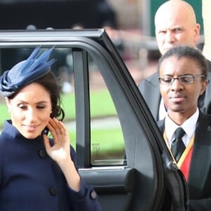 Meghan Markle, duchesse de Sussex - Les invités arrivent à la chapelle St. George pour le mariage de la princesse Eugenie d'York et Jack Brooksbank au château de Windsor, Royaume Uni, le 12 octobre 2018.