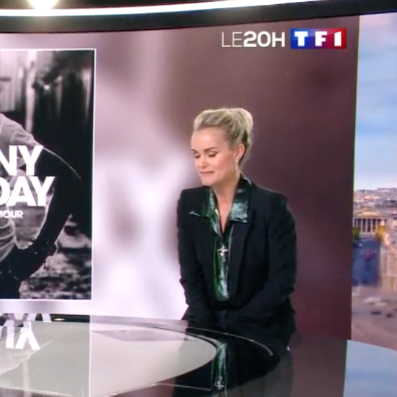 Laeticia Hallyday face à Anne-Claire Coudray dans le journal télévisé de TF1, vendredi 19 octobre 2018.